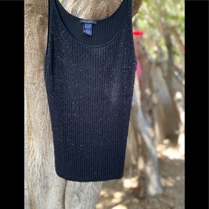 STUNNING black bugle bead tank top, Like new!